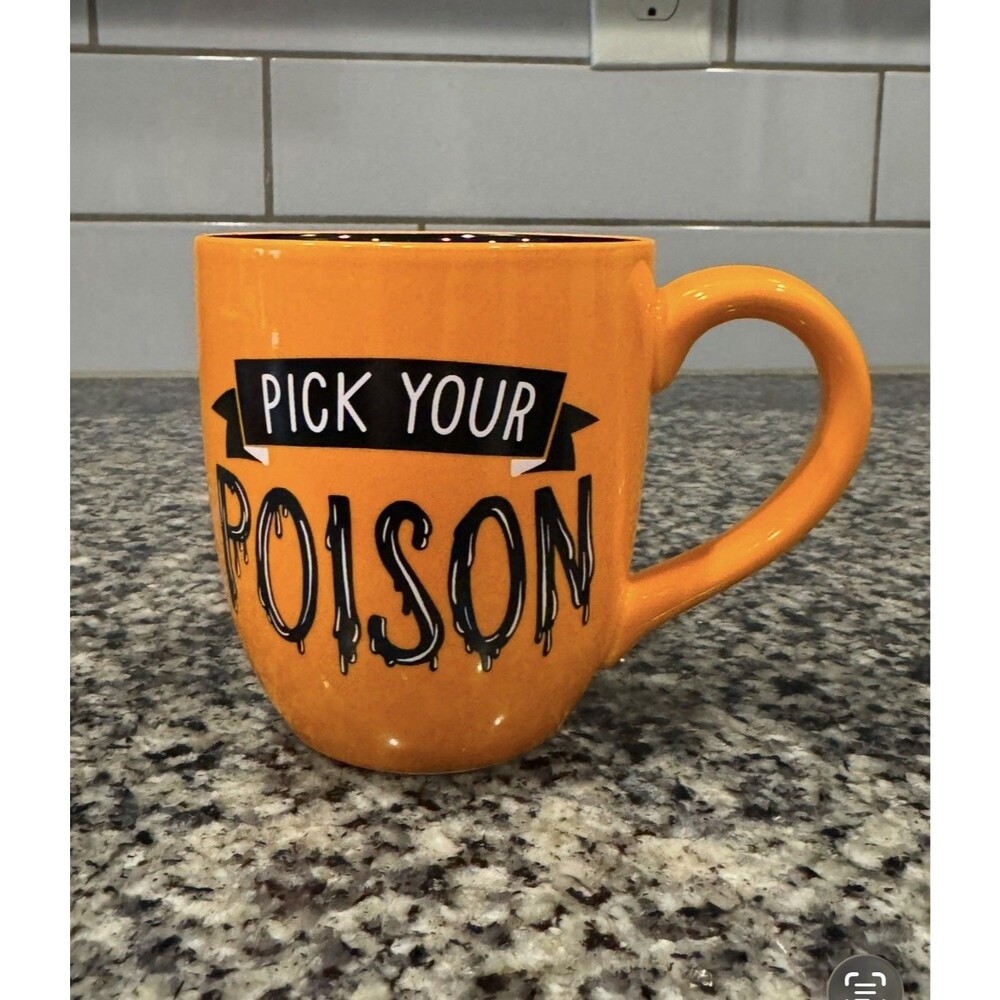 PICK YOUR POISON COFFEE MUG. Celebrate It Art Deco Mug Halloween Spooky Season